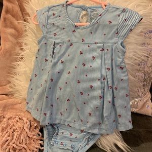 Striped w/ Floral Baby Dress/Onesie